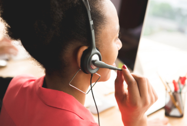 woman talking on headset