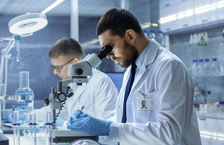 Two researchers in the lab
