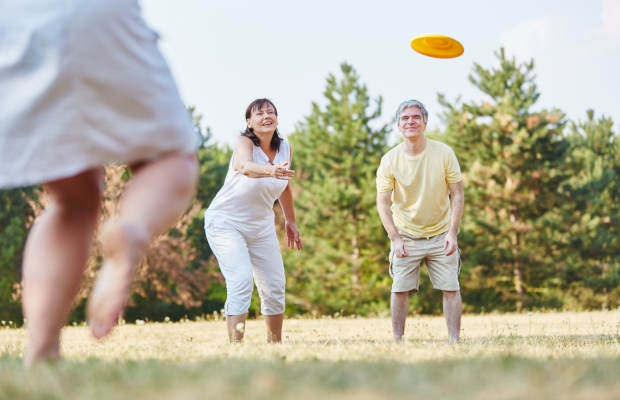 Playing frisbee in the park
