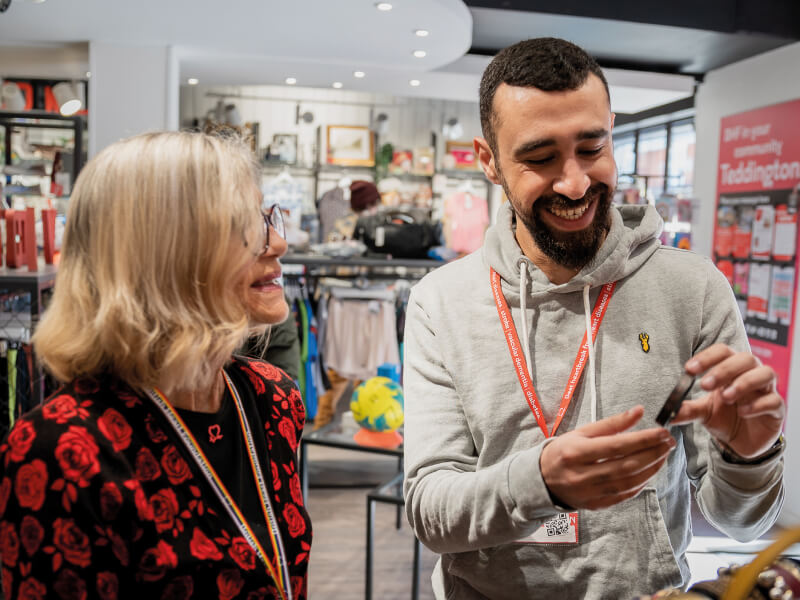 Two shop volunteers in a BHF store.