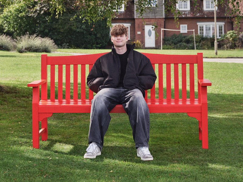 Jack sitting on a park bench