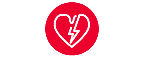 An icon of a heart with a shock symbol