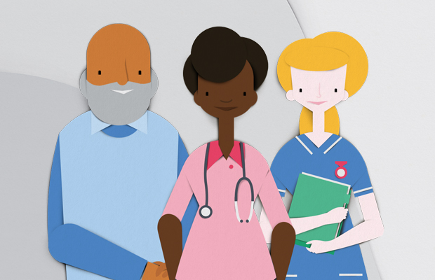 Illustration of health professionals and patients