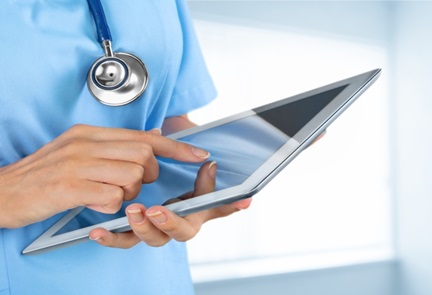 Nurse using a tablet
