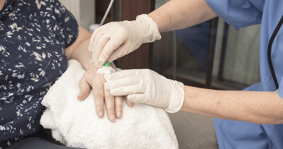 An intravenous drip being fitted