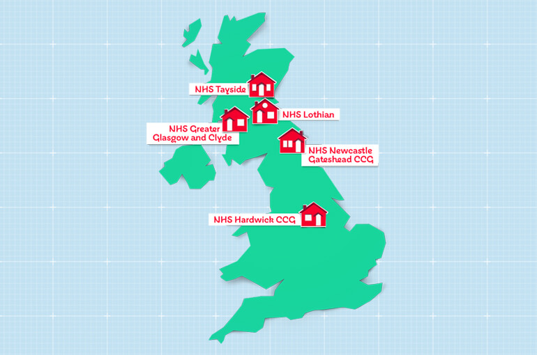 A map of sites involved in the BHF House of Care programme
