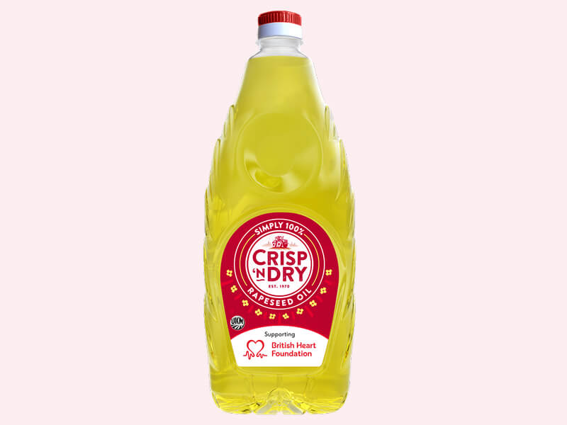 Crisp 'N Dry oil bottle with special BHF label 