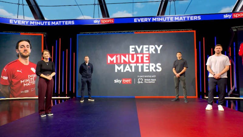 Presenters in a television studio. The headline reads ' Every minute matters'.