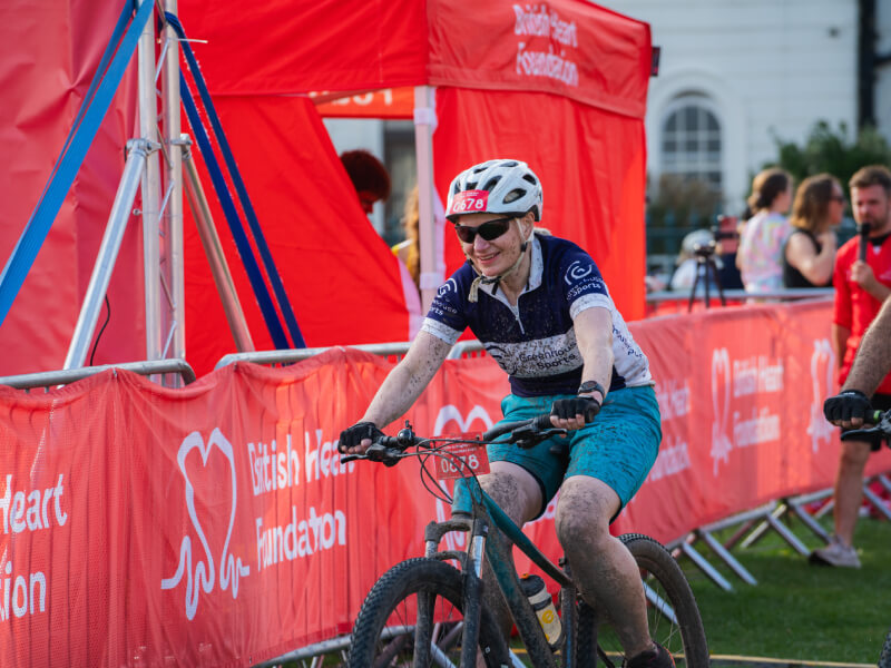 A rider reaching the finish line