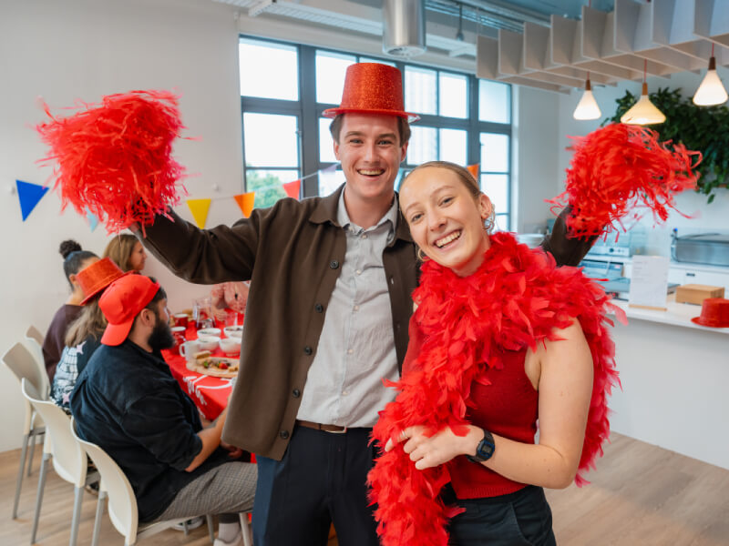 Colleagues wearing red to raise money for BHF
