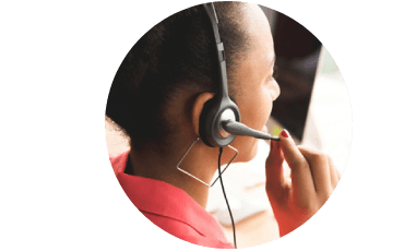 Woman with a headset on