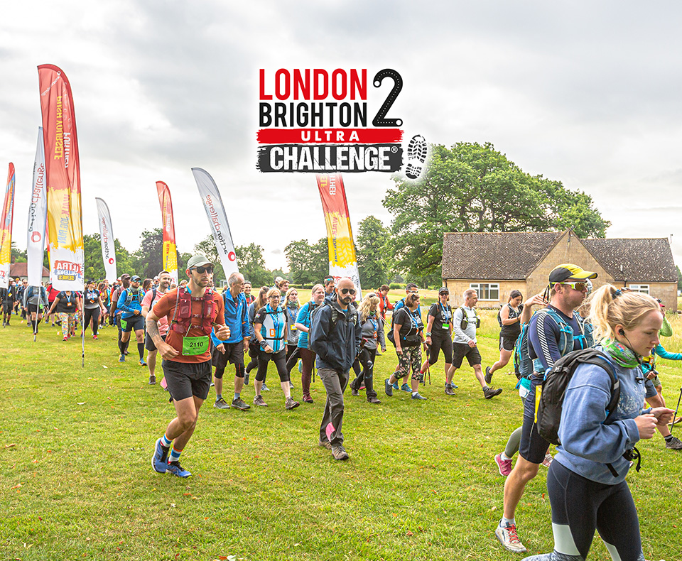 Trekkers starting off at the London to Brighton Ultra Challenge