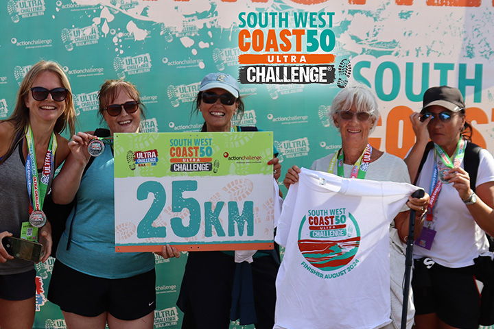 Trekkers celebrating at the finish line