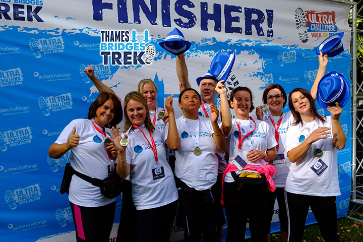 Participants celebrating at the finish line