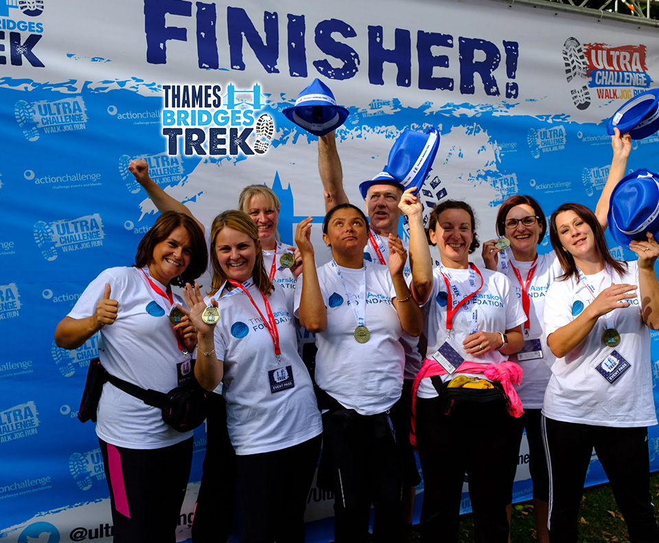 Participants celebrating at the finish line