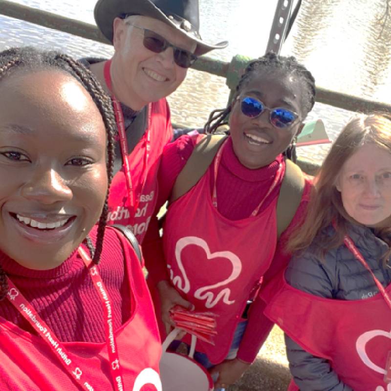 A group of 4 BHF volunteers taking a selfie after a fundraising event.