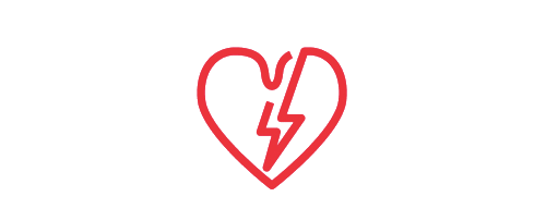 Heart icon with lightning bolt representing defibrillators.
