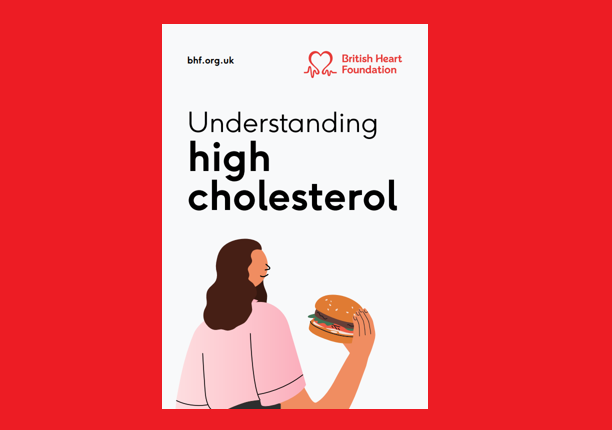 The front cover of the BHF Understanding high cholesterol booklet