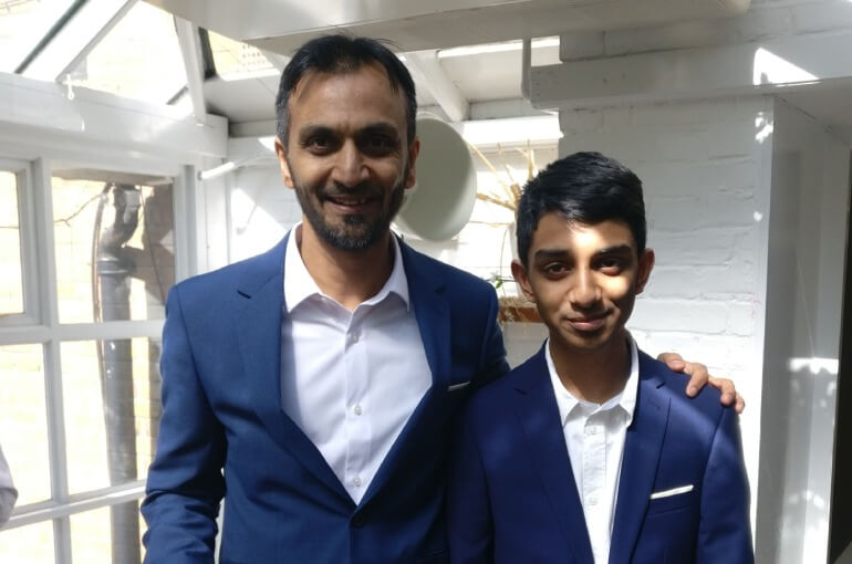 Young Heart Hero nominee Adam with his father Raheel