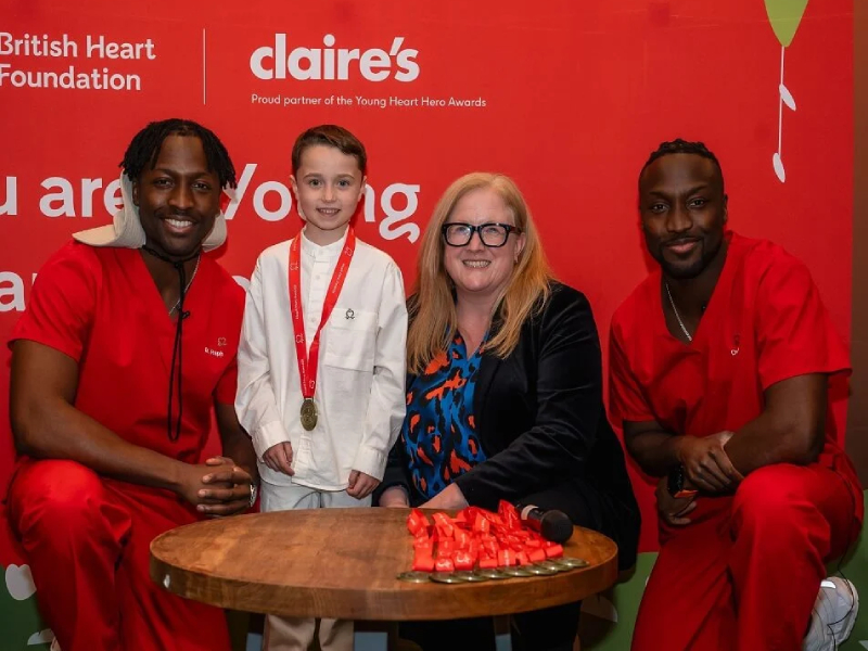 BHF CEO Charmaine Griffiths with a Young Heart Hero award winner