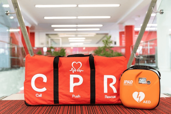 CPR kit and defibrillator