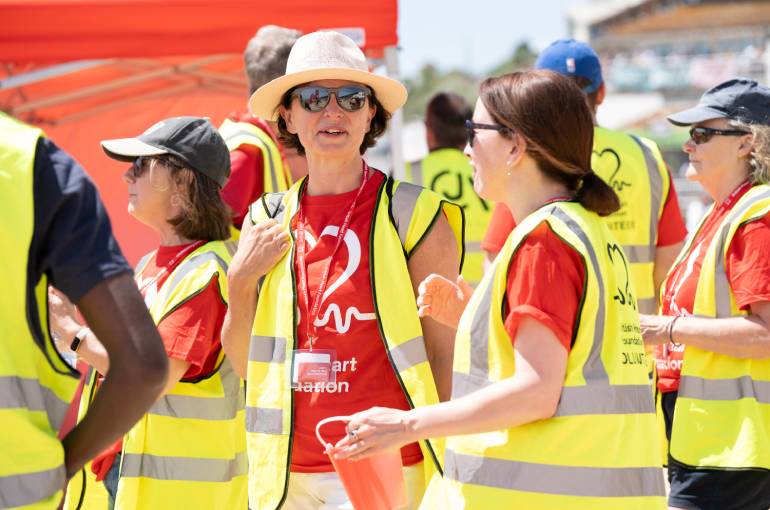 A volunteer works at a BHF event