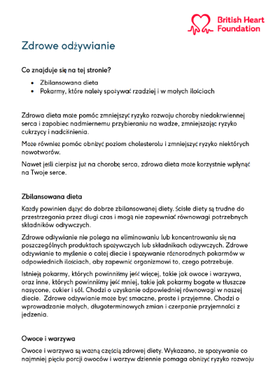 This healthy eating information and support page has been translated into Polish. Find out about symptoms, causes and treatments.