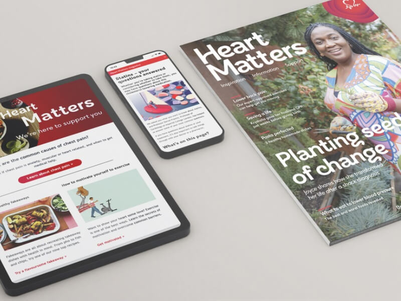 An iPad, iPhone and booklet with heart tips and information