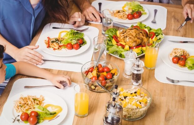 A family eating healthily together