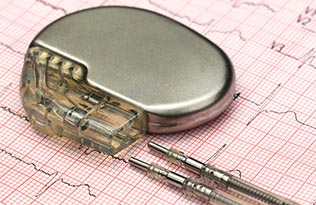 A pacemaker on top of an ECG reading