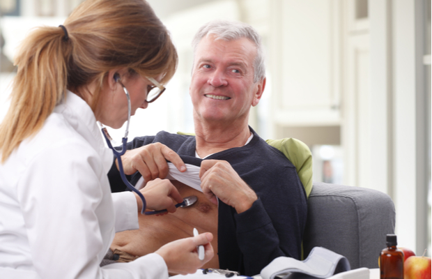 Man having his heart check up