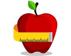 A tape measure around an apple