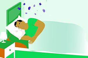 An illustration of a man sleeping 
