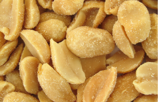 A bowl of salted peanuts