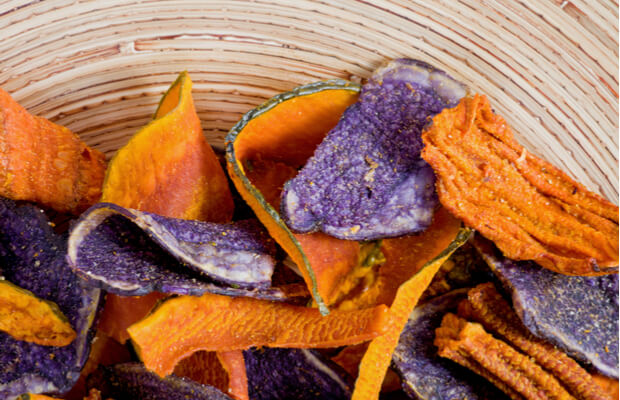 Colourful vegetable crisps