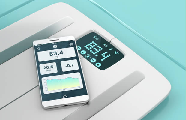 A set of smart scales with smart phone