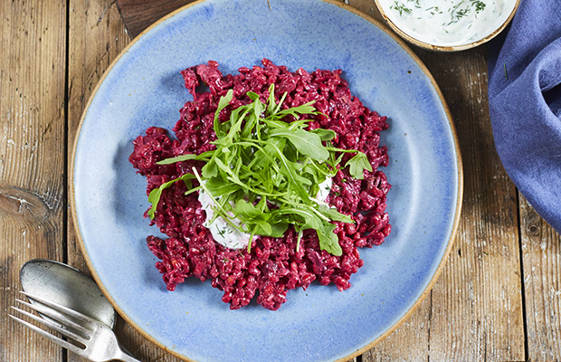 Beetroot barley risotto