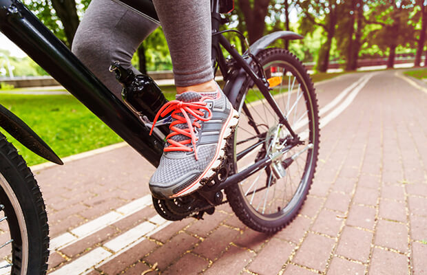 Close up of someone cycling