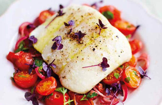 Halibut with roast tomato