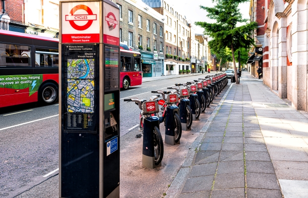 row of hire bicycles