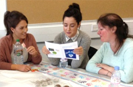 Three women talking about end of life at the Death Cafe at Dundee University