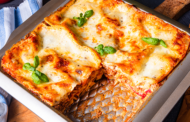 Lasagne in a baking dish