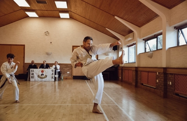 James at karate practice