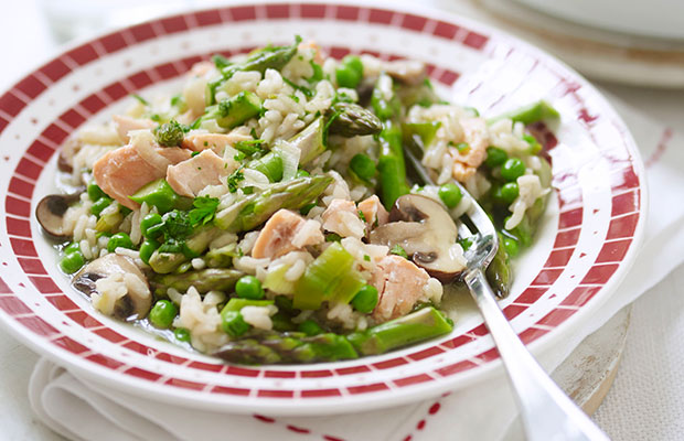 Asparagus and salmon risotto