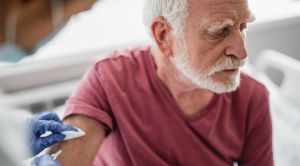 Man receiving vaccine