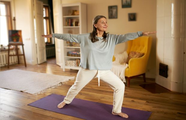Woman exercising at home