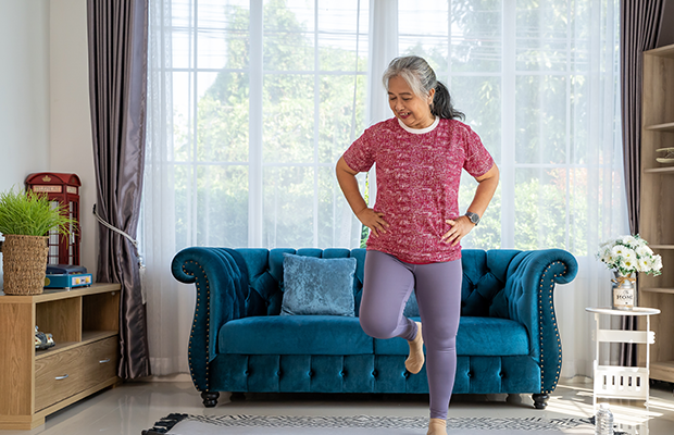 Woman exercising at home