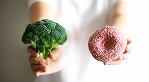 Broccoli and doughnut