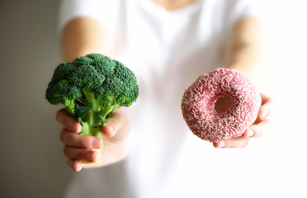 Broccoli and doughnut