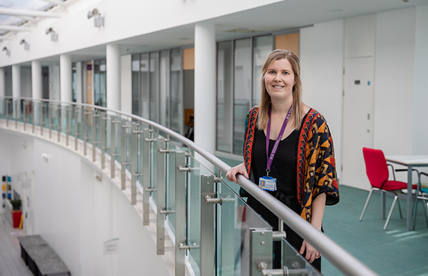 Dr Joanne Taylor standing at research centre
